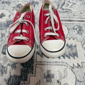 Converse Kids Red Canvas Lace-Up Sneakers with White Accents